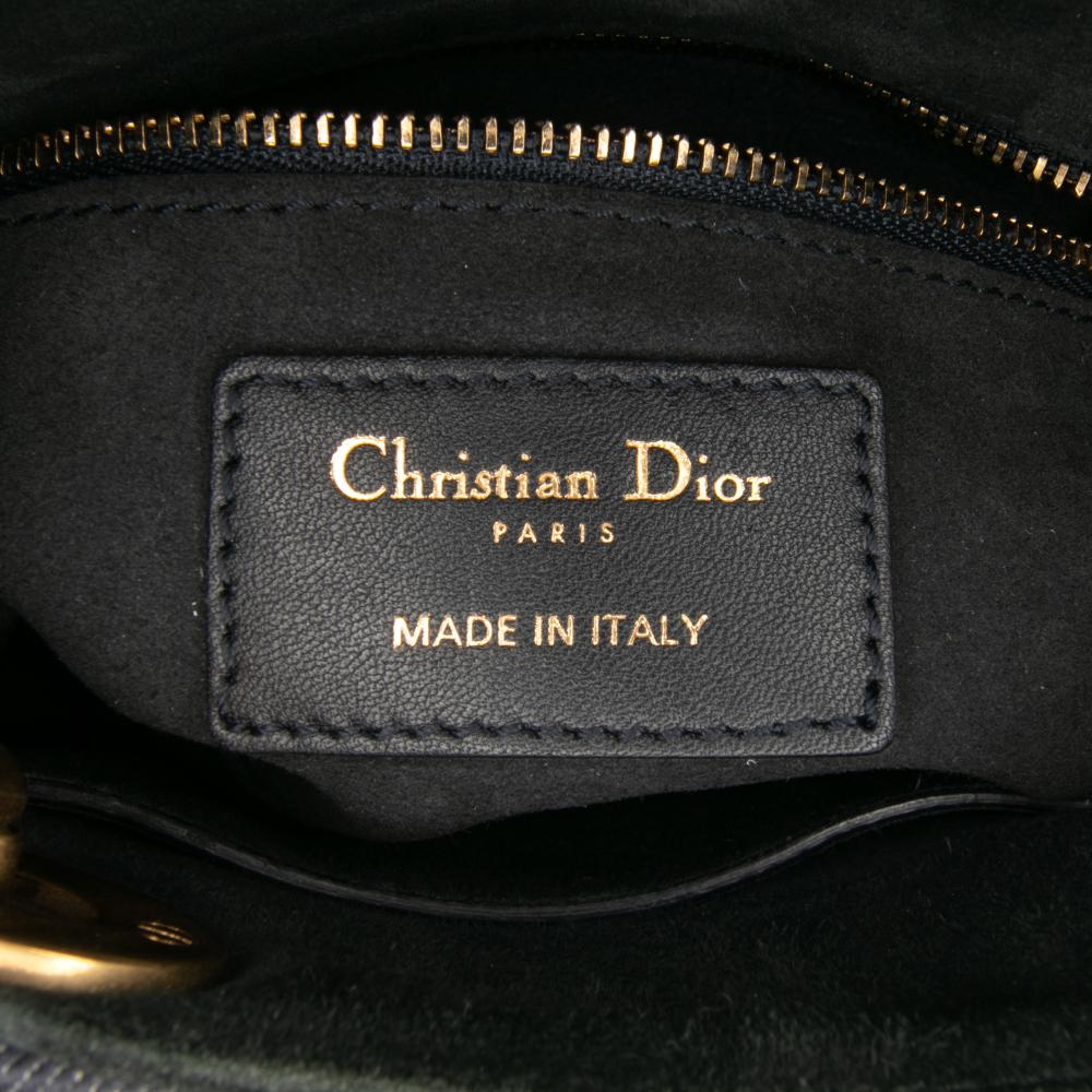 Christian Dior B Dior Blue Denim Fabric Mini Embroidered Lady D Lite Italy