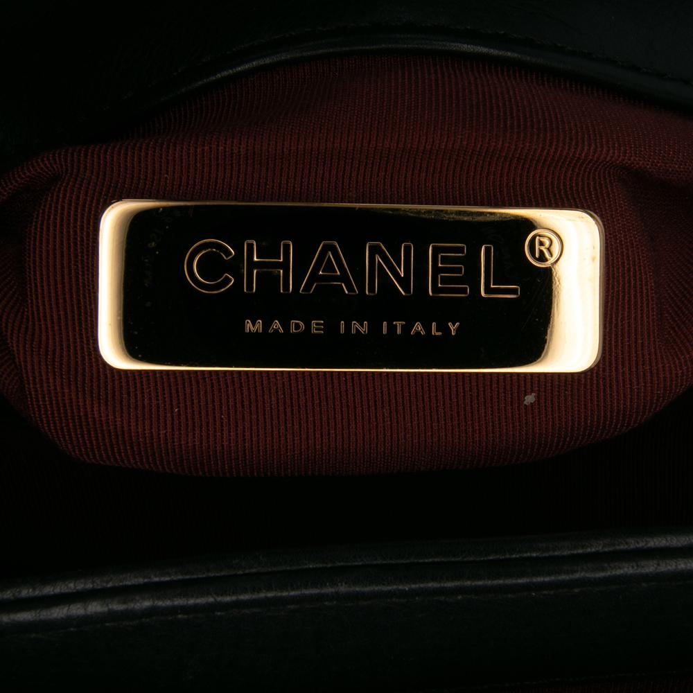 Chanel B Chanel Black Calf Leather Mini Quilted skin Pearl CC Accordion Flap Italy