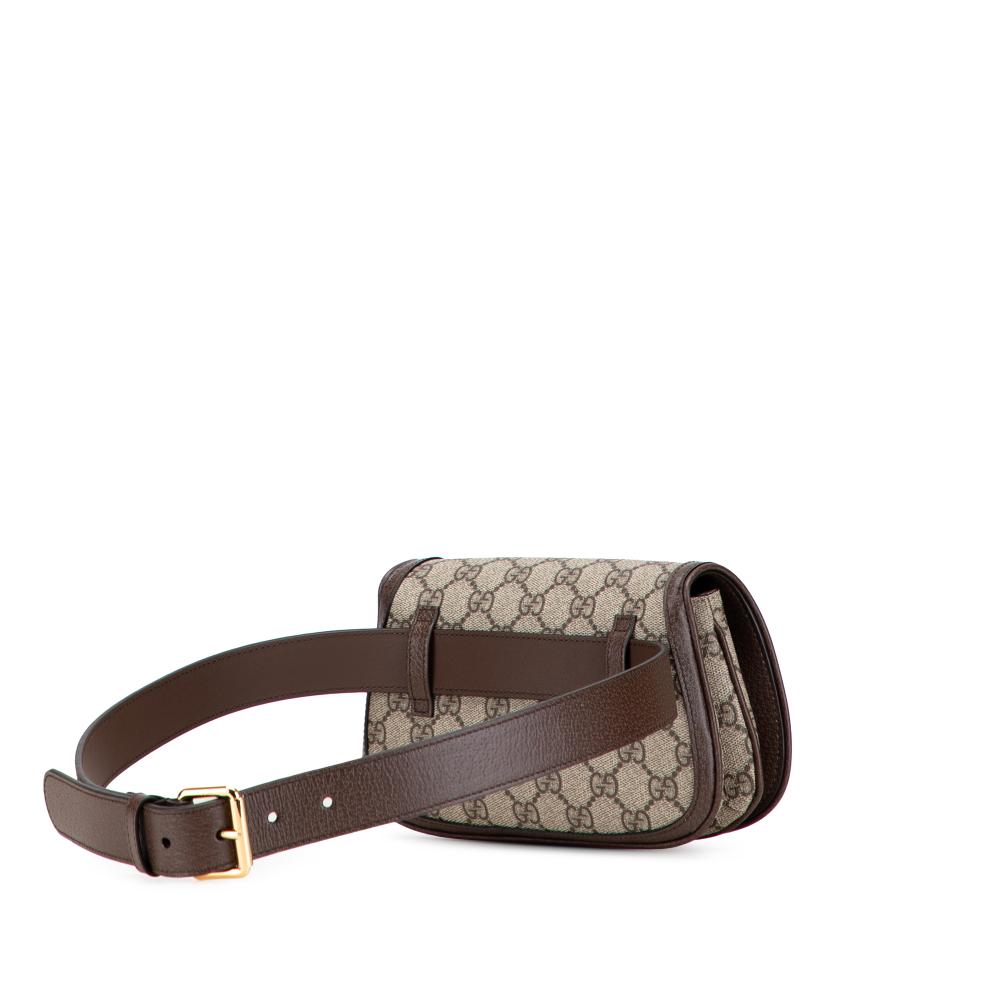 Gucci AB Gucci Brown Beige Coated Canvas Fabric GG Supreme Blondie Belt Bag Italy