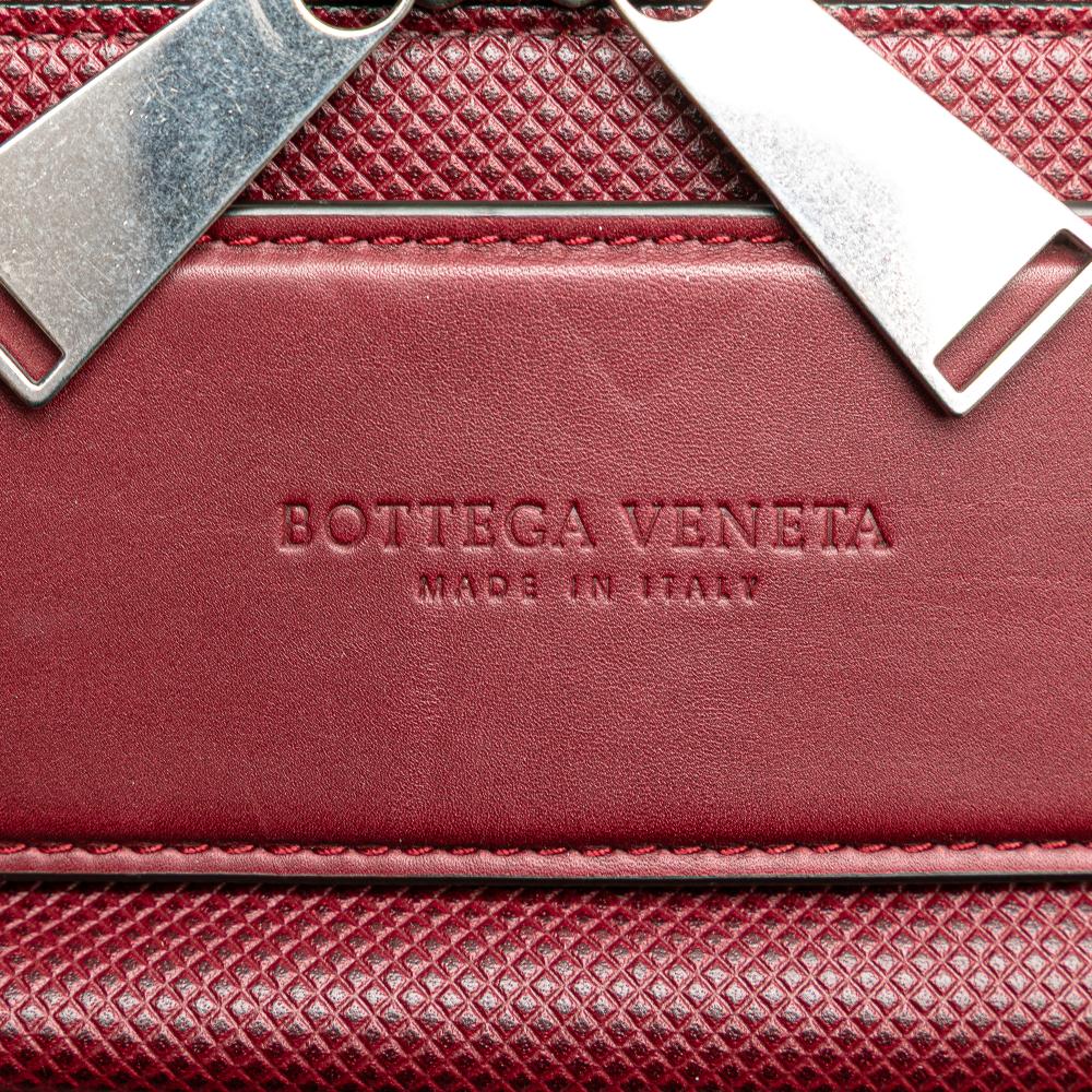 Bottega Veneta AB Bottega Veneta Red Burgundy Calf Leather Textured Marco Polo Belt Bag Italy