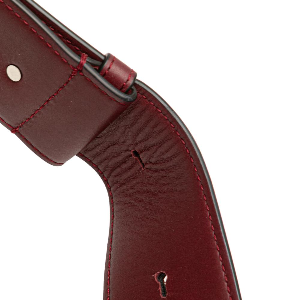 Bottega Veneta AB Bottega Veneta Red Burgundy Calf Leather Textured Marco Polo Belt Bag Italy