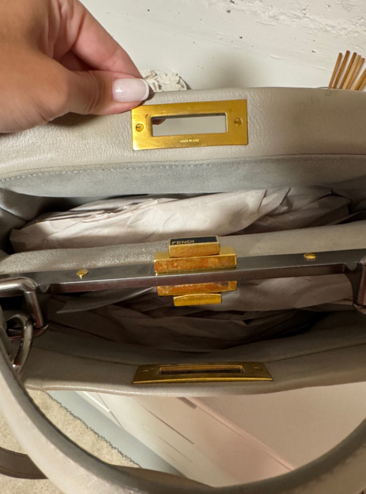 Fendi Peekaboo Lether Handtasche grau mit Echtzertifikat