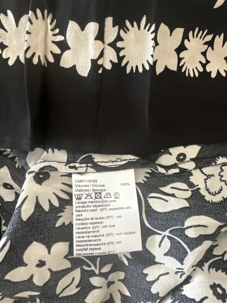 Gerard Darel Midikleid schwarz mit beigem Blumenmuster