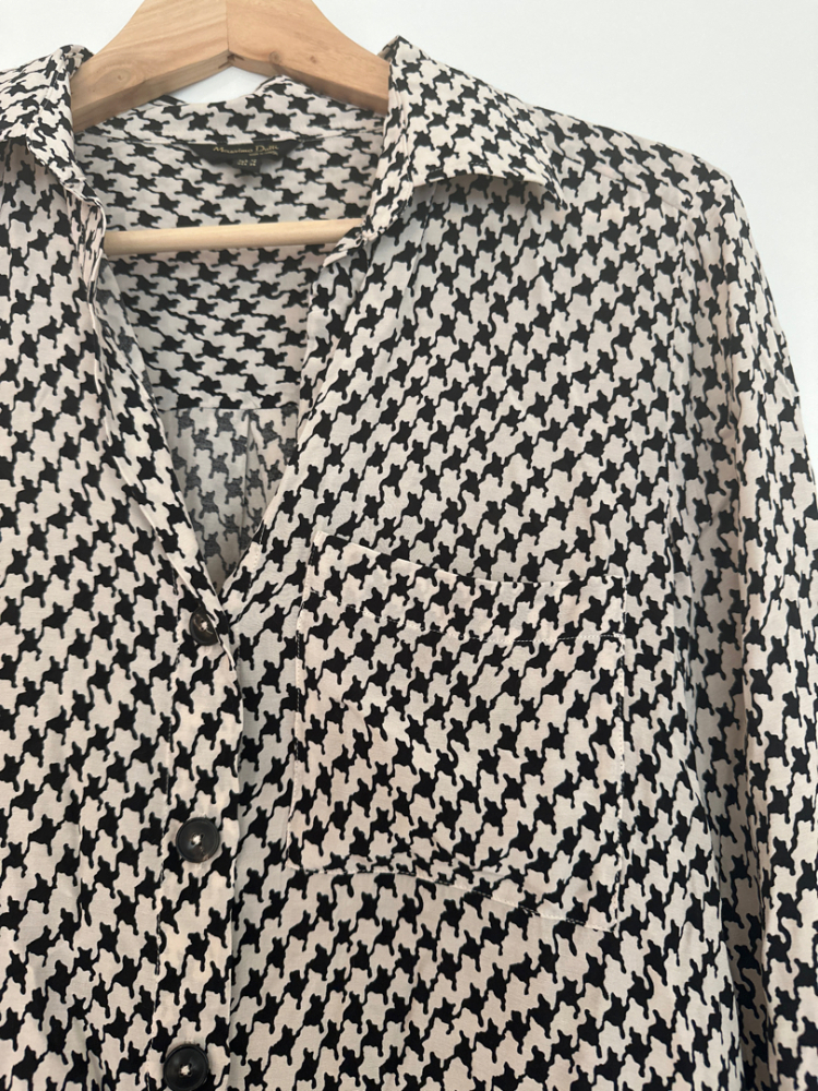 Massimo Dutti Bluse mit Hahnentrittmuster