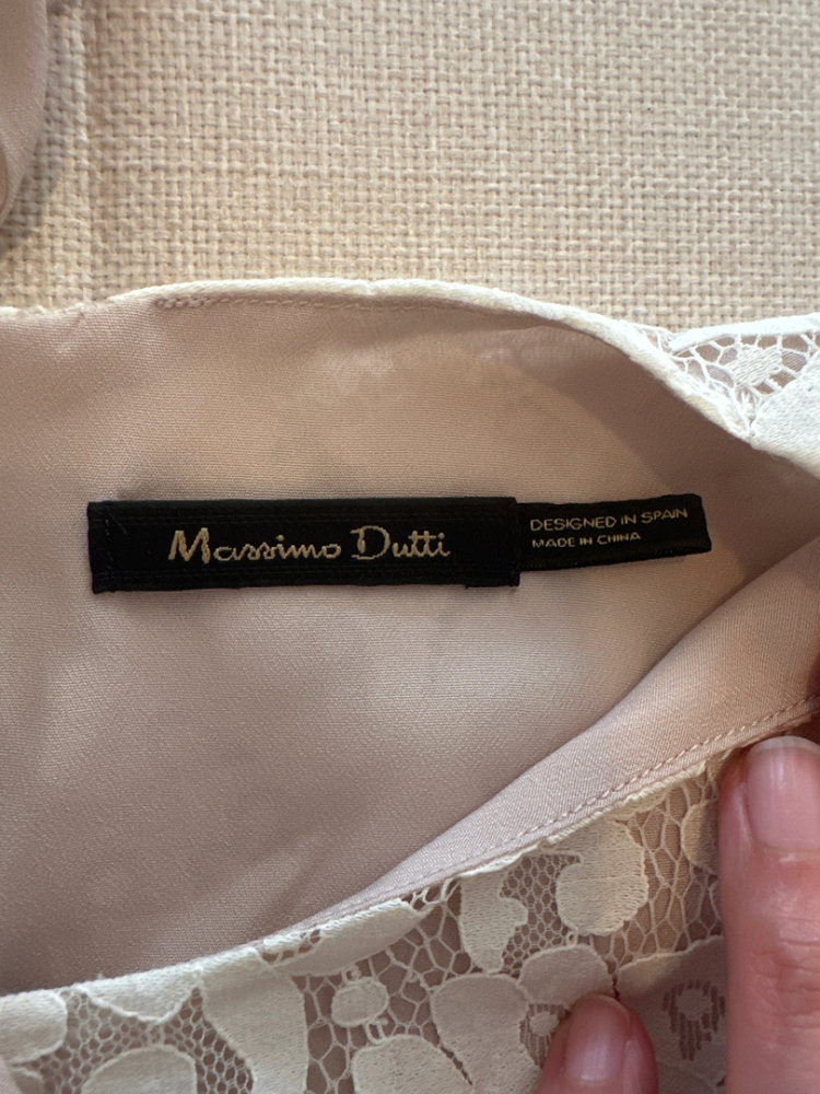 Massimo Dutti Kleid in Rosa/Elfenbein mit Spitzendetails