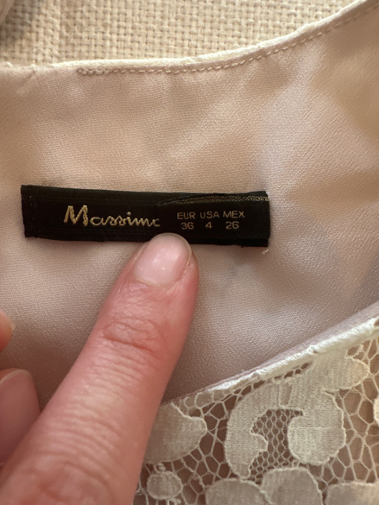 Massimo Dutti Kleid in Rosa/Elfenbein mit Spitzendetails