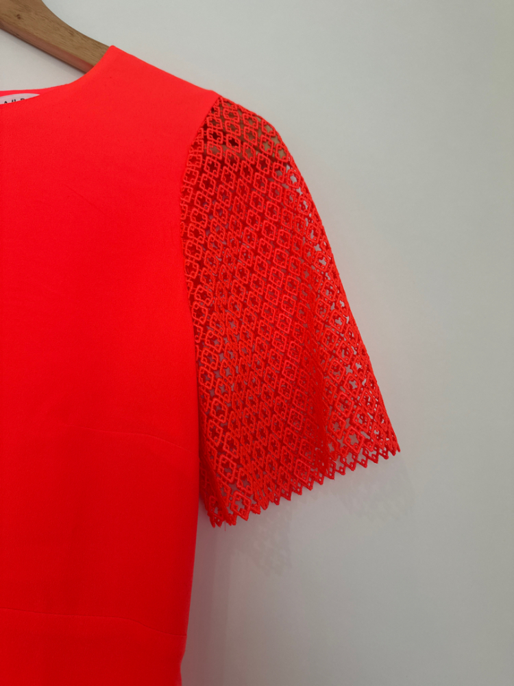 Claudie Pierlot Flashy orange dress with lace on sleeves