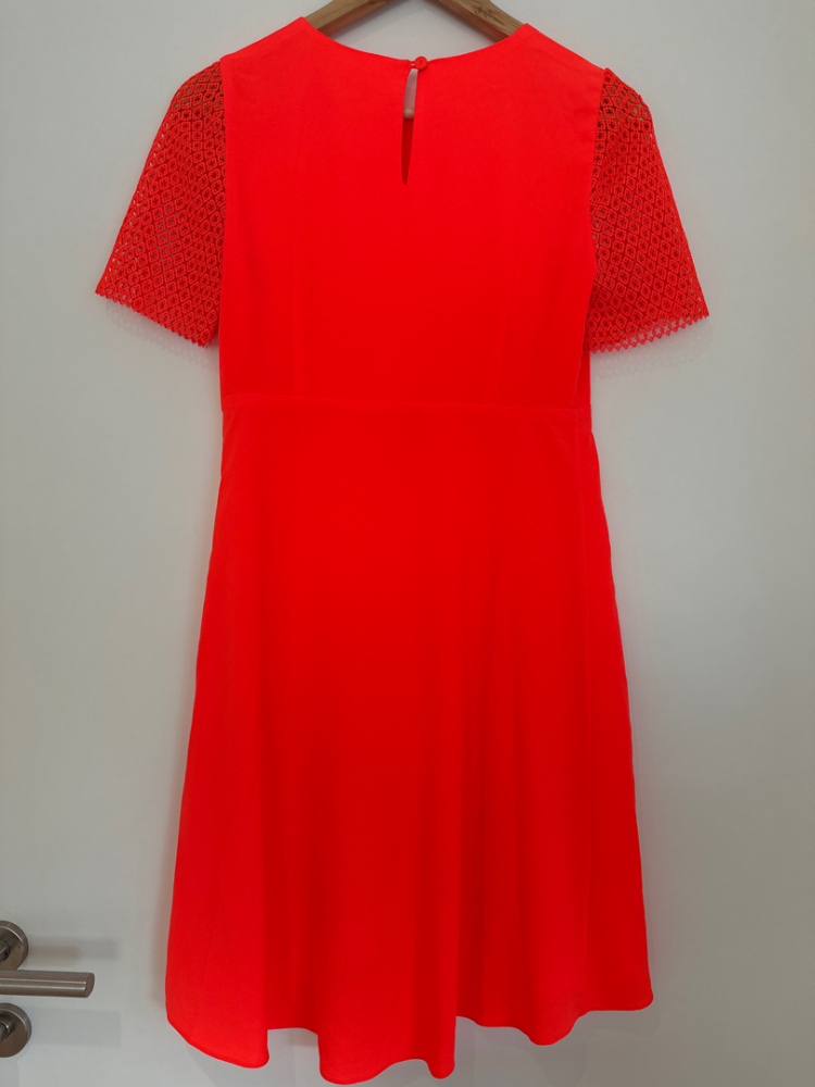 Claudie Pierlot Flashy orange dress with lace on sleeves