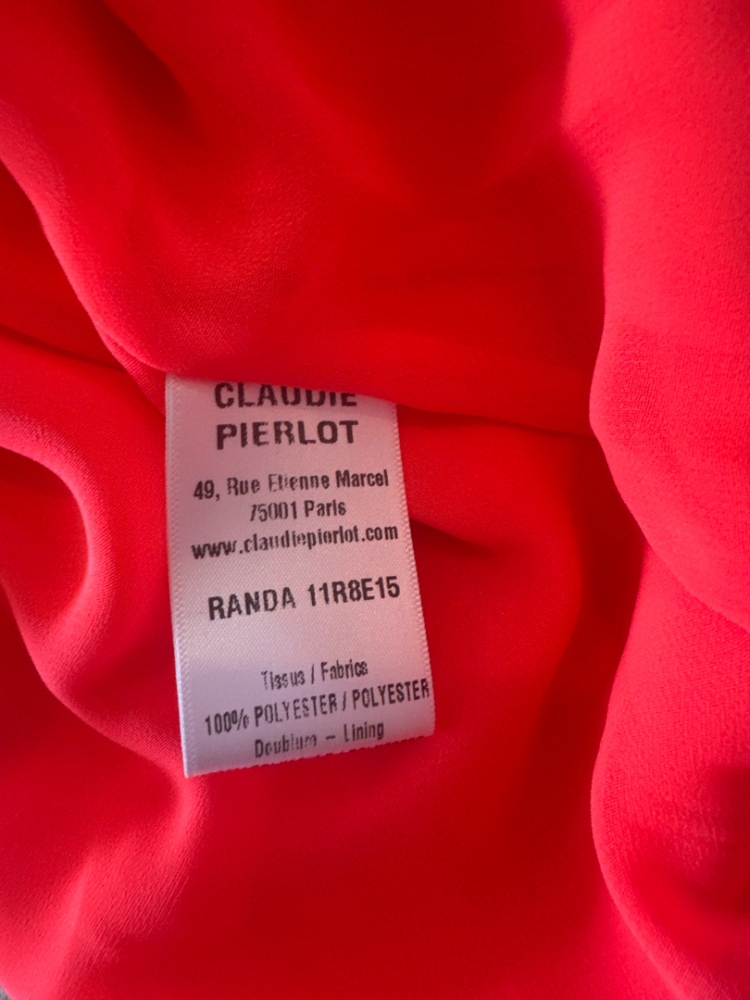 Claudie Pierlot Flashy orange dress with lace on sleeves