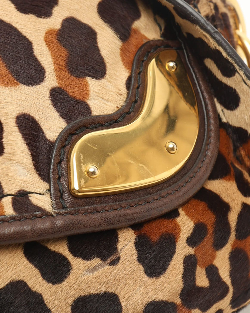 Prada Leopard Fur Chain Hobo Bag