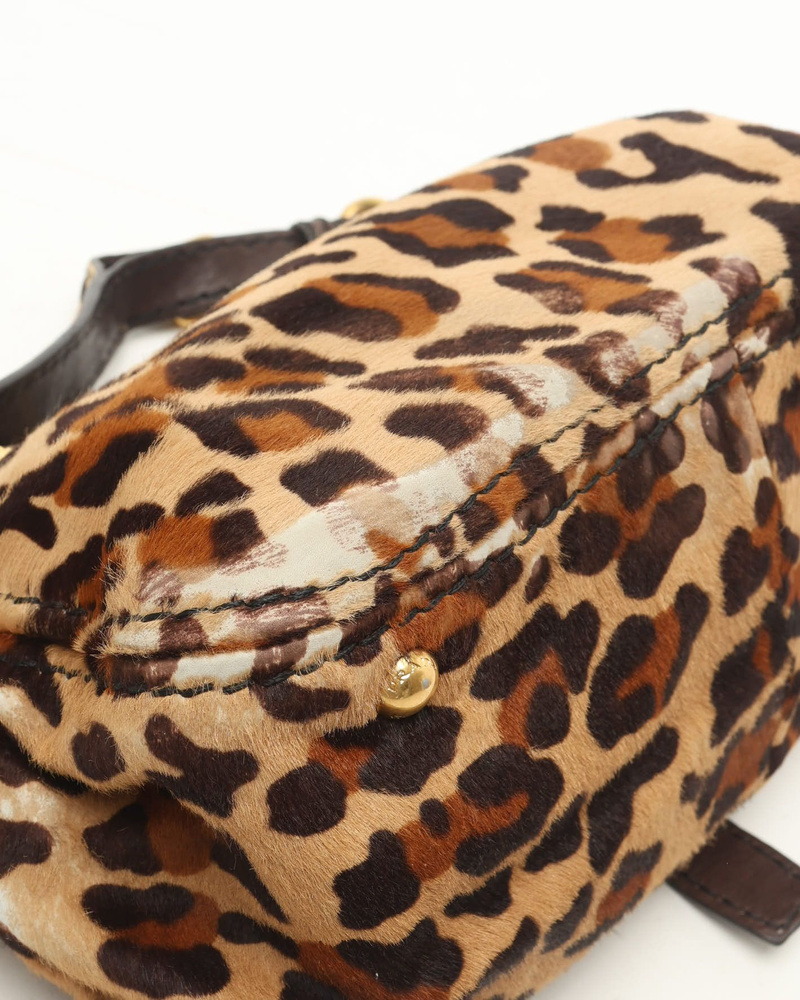 Prada Leopard Fur Chain Hobo Bag
