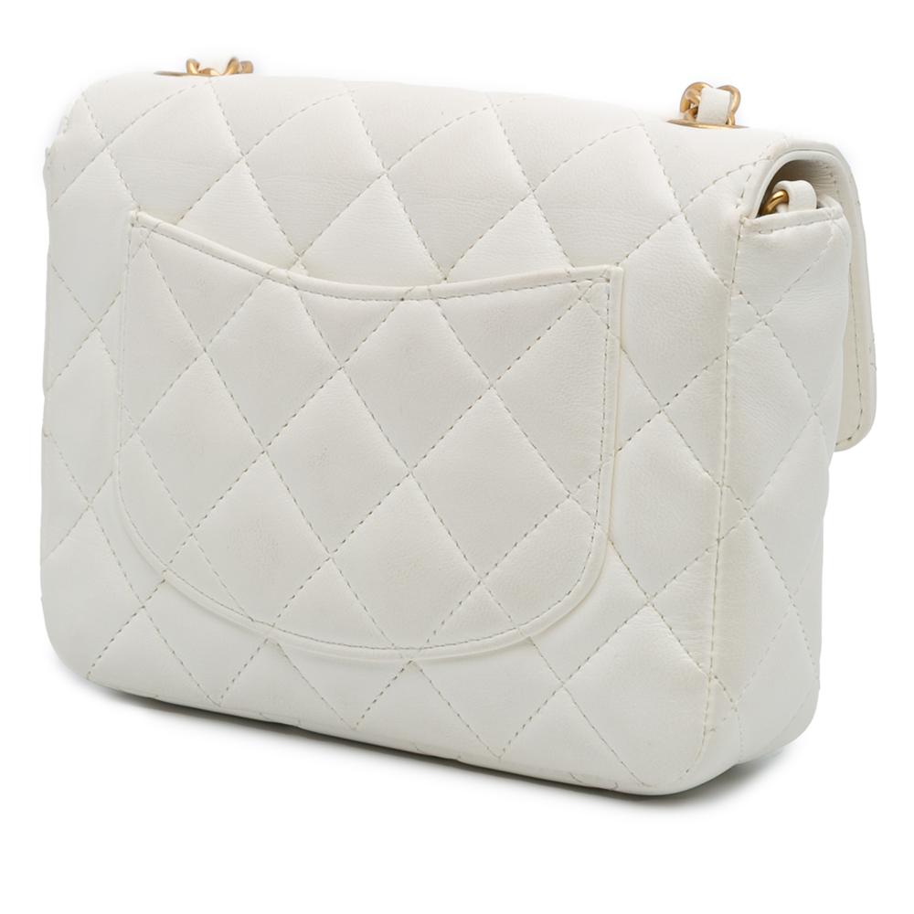 Chanel White Mini Square Classic Lambskin Casino Royale Charms Single Flap France