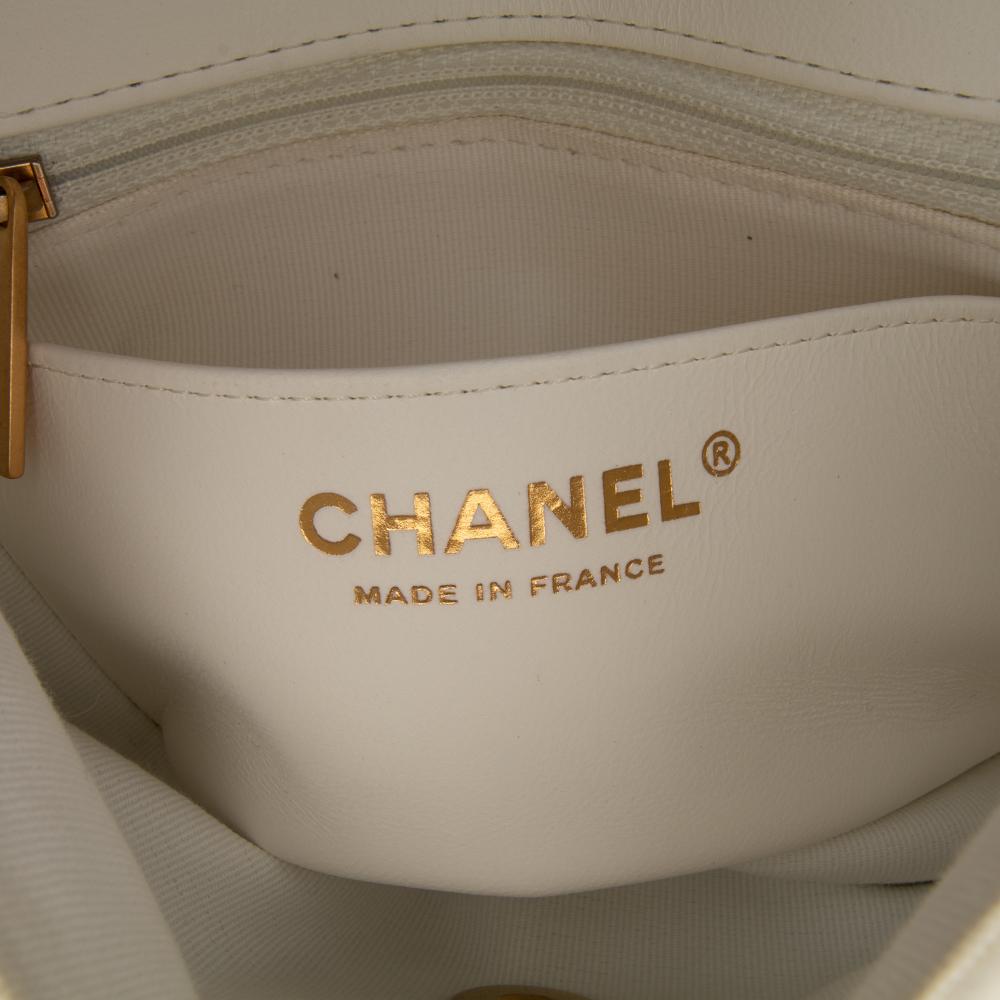 Chanel White Mini Square Classic Lambskin Casino Royale Charms Single Flap France