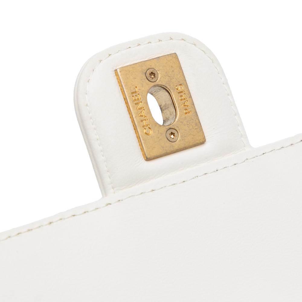 Chanel White Mini Square Classic Lambskin Casino Royale Charms Single Flap France