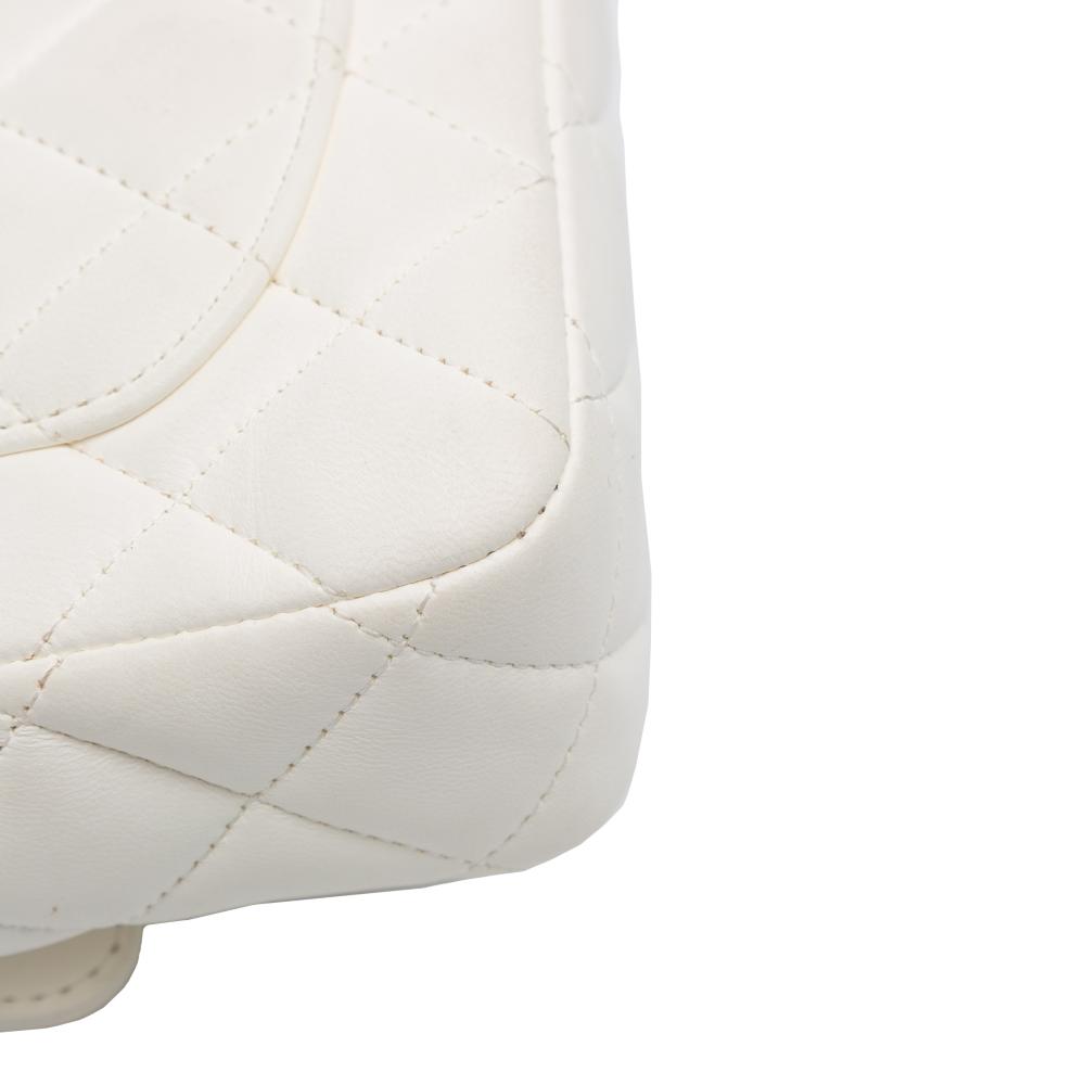 Chanel White Mini Square Classic Lambskin Casino Royale Charms Single Flap France