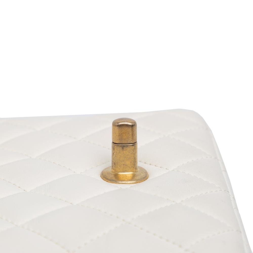 Chanel White Mini Square Classic Lambskin Casino Royale Charms Single Flap France