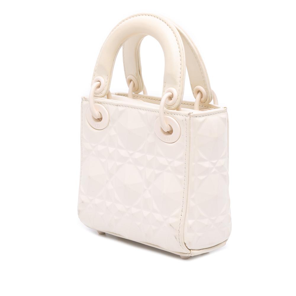 Christian Dior B Dior White Calf Leather Micro Ultra Matte skin Cannage Diamond Motif Lady Dior Italy