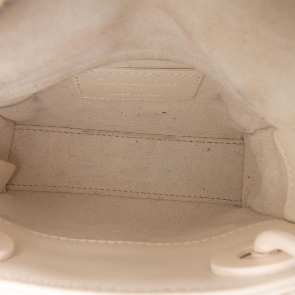 Christian Dior B Dior White Calf Leather Micro Ultra Matte skin Cannage Diamond Motif Lady Dior Italy