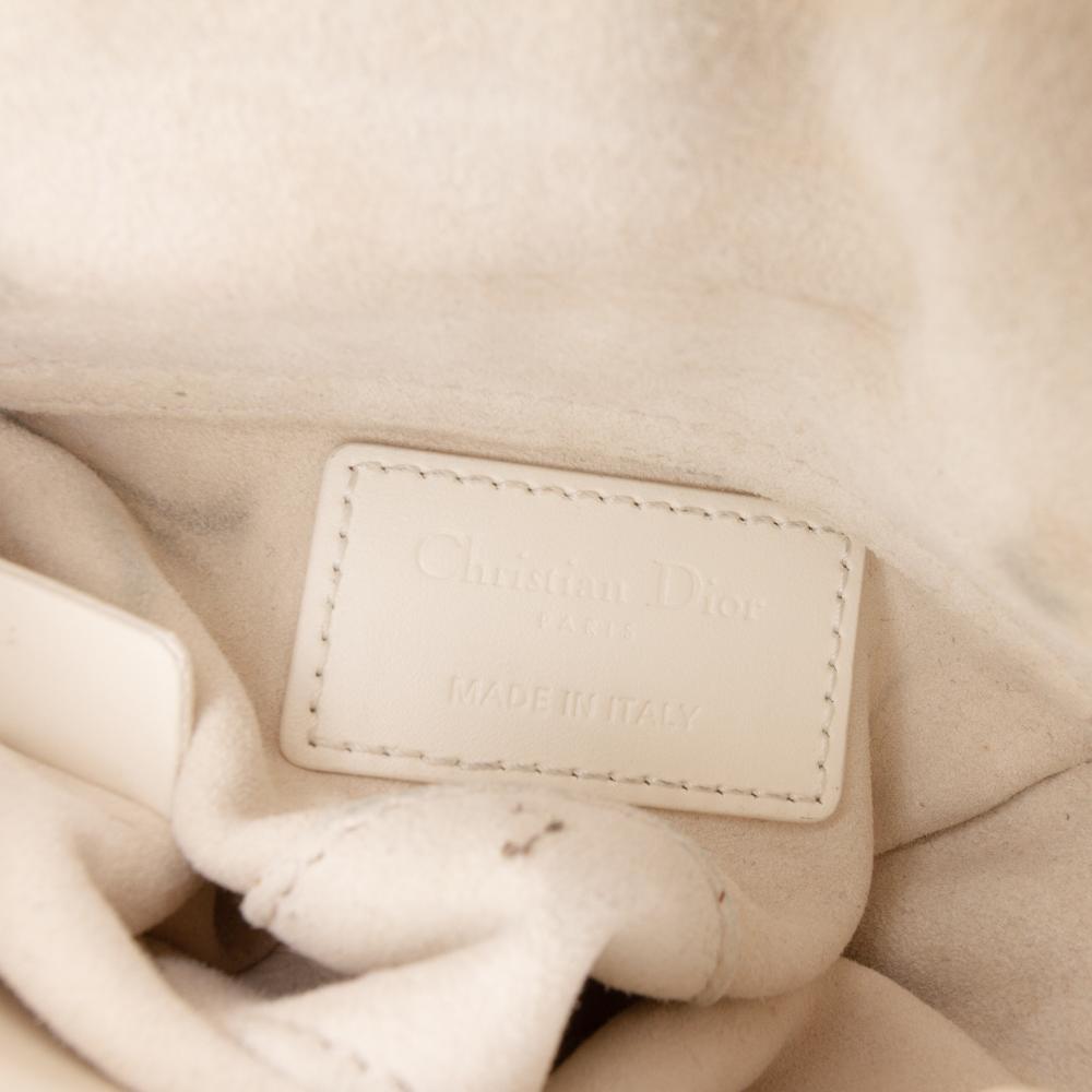 Christian Dior B Dior White Calf Leather Micro Ultra Matte skin Cannage Diamond Motif Lady Dior Italy