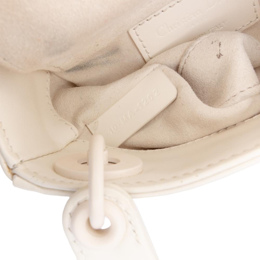 Christian Dior B Dior White Calf Leather Micro Ultra Matte skin Cannage Diamond Motif Lady Dior Italy