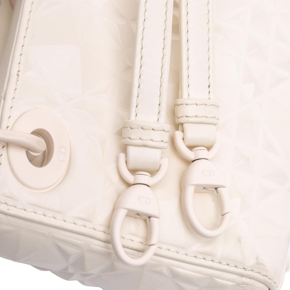 Christian Dior B Dior White Calf Leather Micro Ultra Matte skin Cannage Diamond Motif Lady Dior Italy