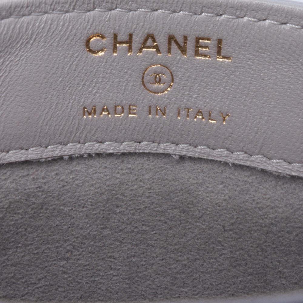 Chanel AB Chanel Gray Lambskin Leather Leather CC Quilted Lambskin Chain Around Phone Holder Italy