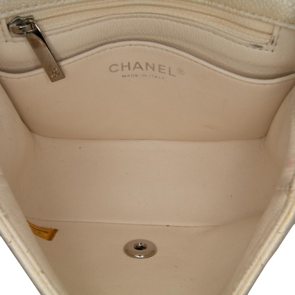 Chanel B Chanel Gold Light Gold Caviar Leather Leather Mini Square Classic Caviar Single Flap Italy