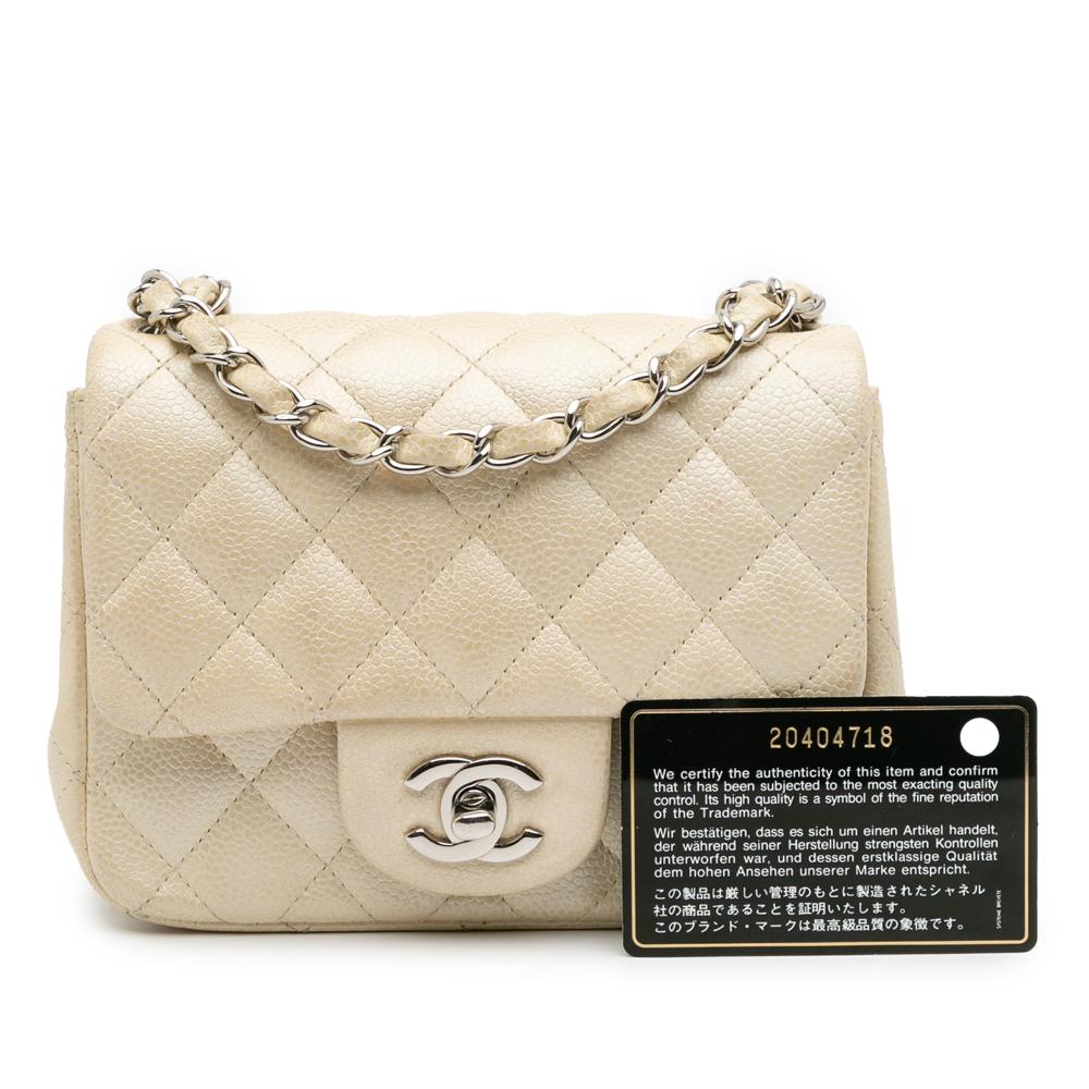 Chanel B Chanel Gold Light Gold Caviar Leather Leather Mini Square Classic Caviar Single Flap Italy