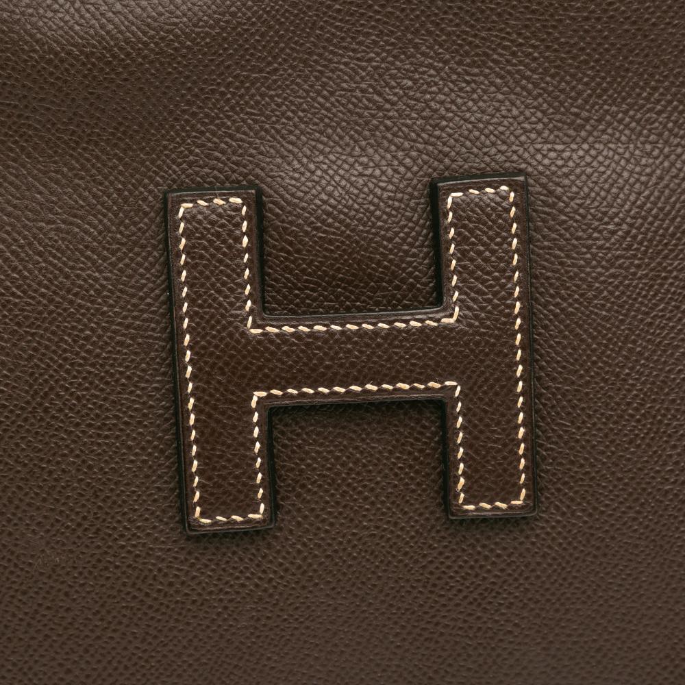 Hermès B Hermès Brown Dark Brown Calf Leather Epsom Jige PM France