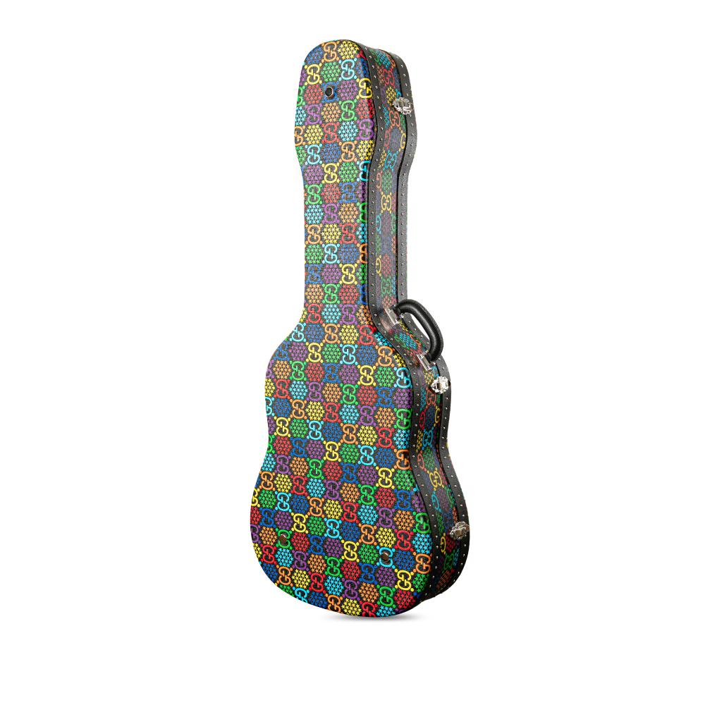 Gucci B Gucci Multi Coated Canvas Fabric GG Supreme Psychedelic Guitar Case Italy