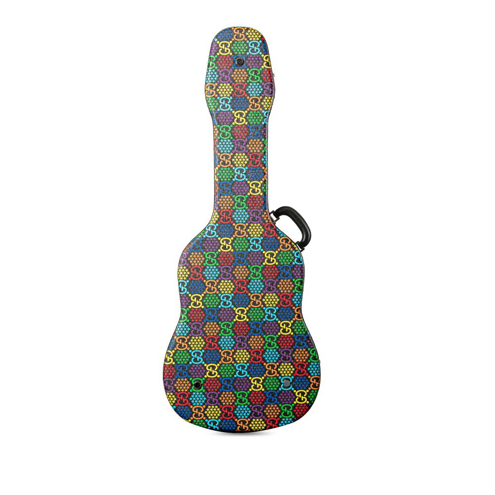 Gucci B Gucci Multi Coated Canvas Fabric GG Supreme Psychedelic Guitar Case Italy