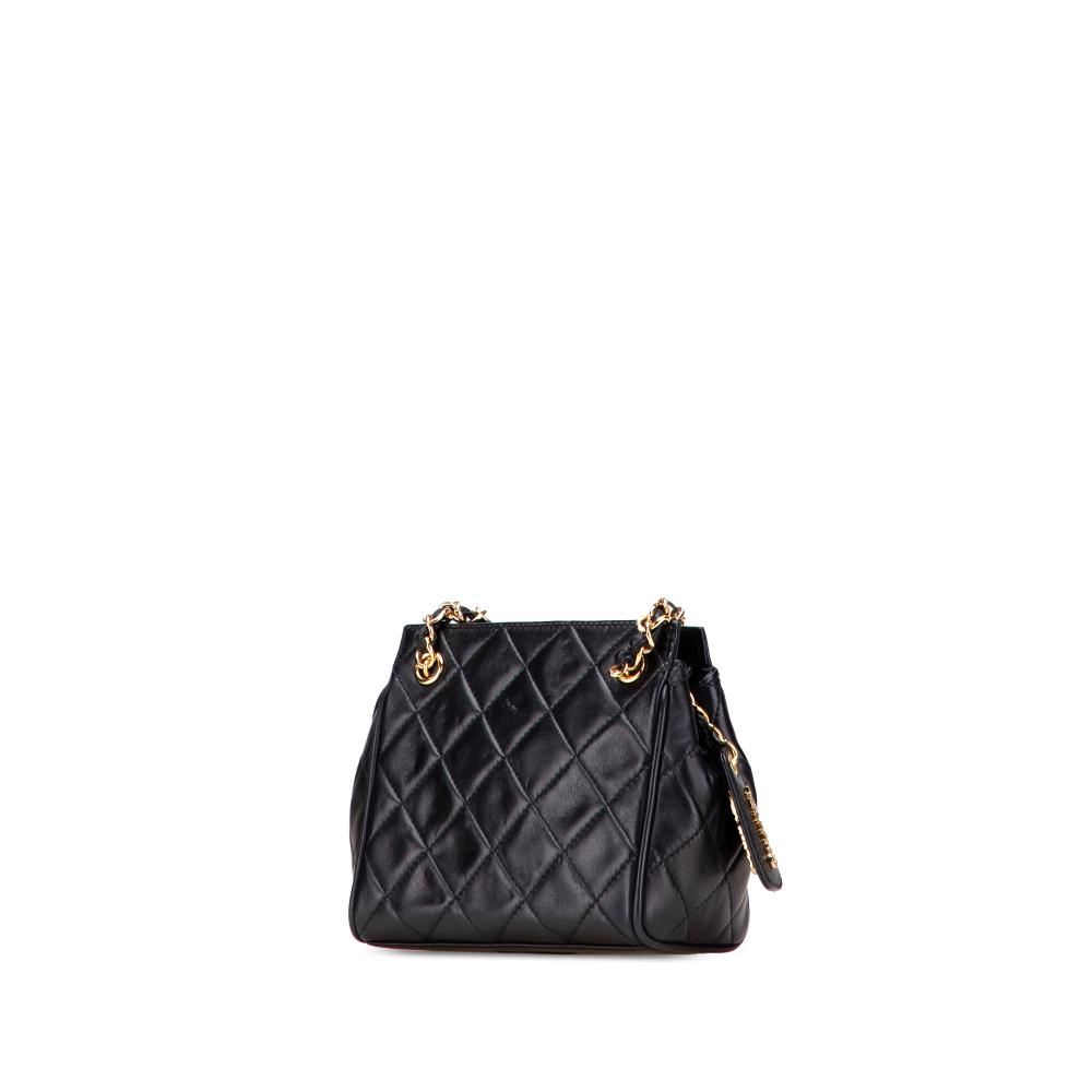 Chanel B Chanel Black Lambskin Leather Leather Mini Quilted Lambskin Chain Shoulder Bag Italy