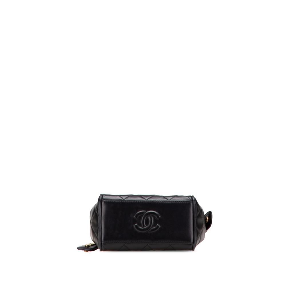 Chanel B Chanel Black Lambskin Leather Leather Mini Quilted Lambskin Chain Shoulder Bag Italy