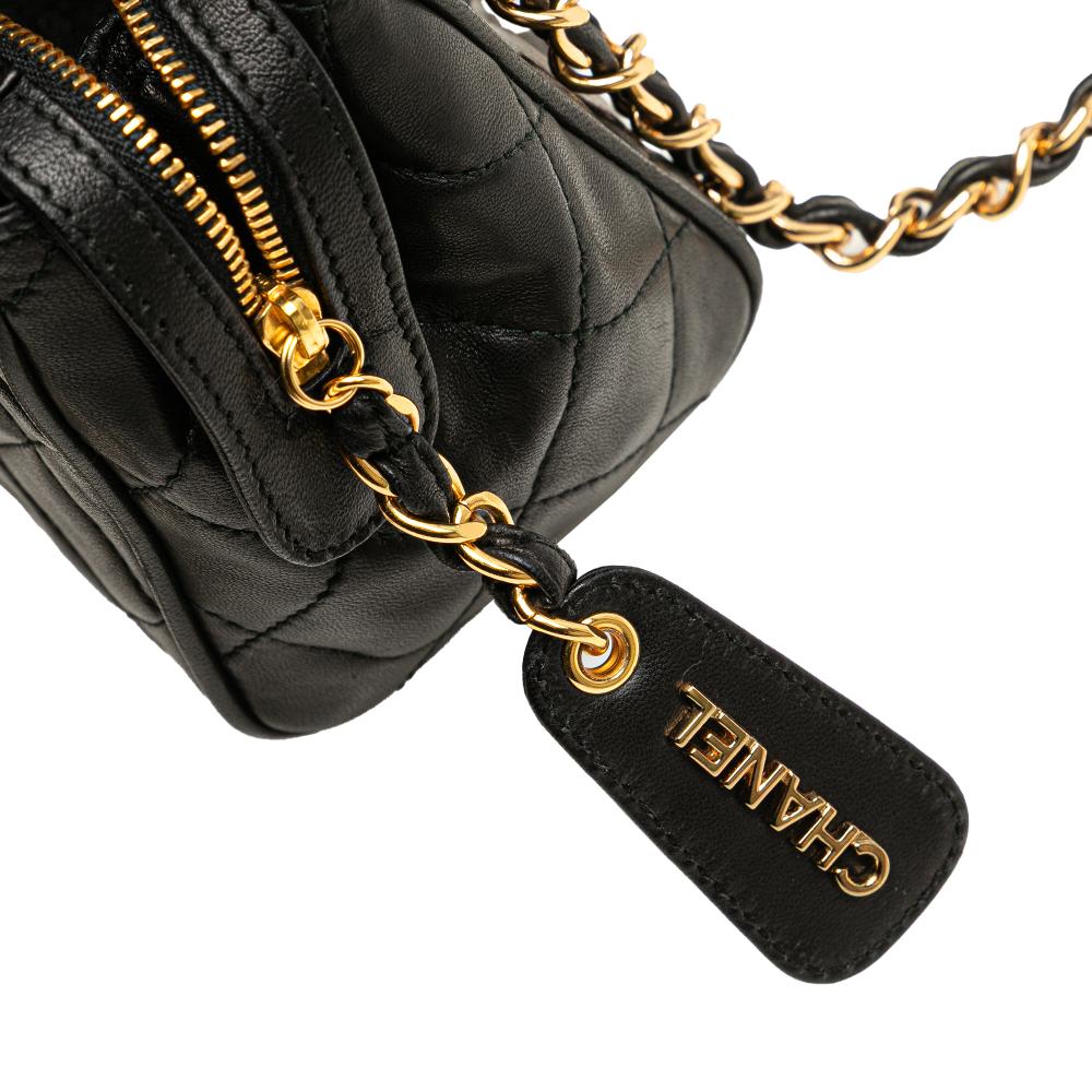 Chanel B Chanel Black Lambskin Leather Leather Mini Quilted Lambskin Chain Shoulder Bag Italy