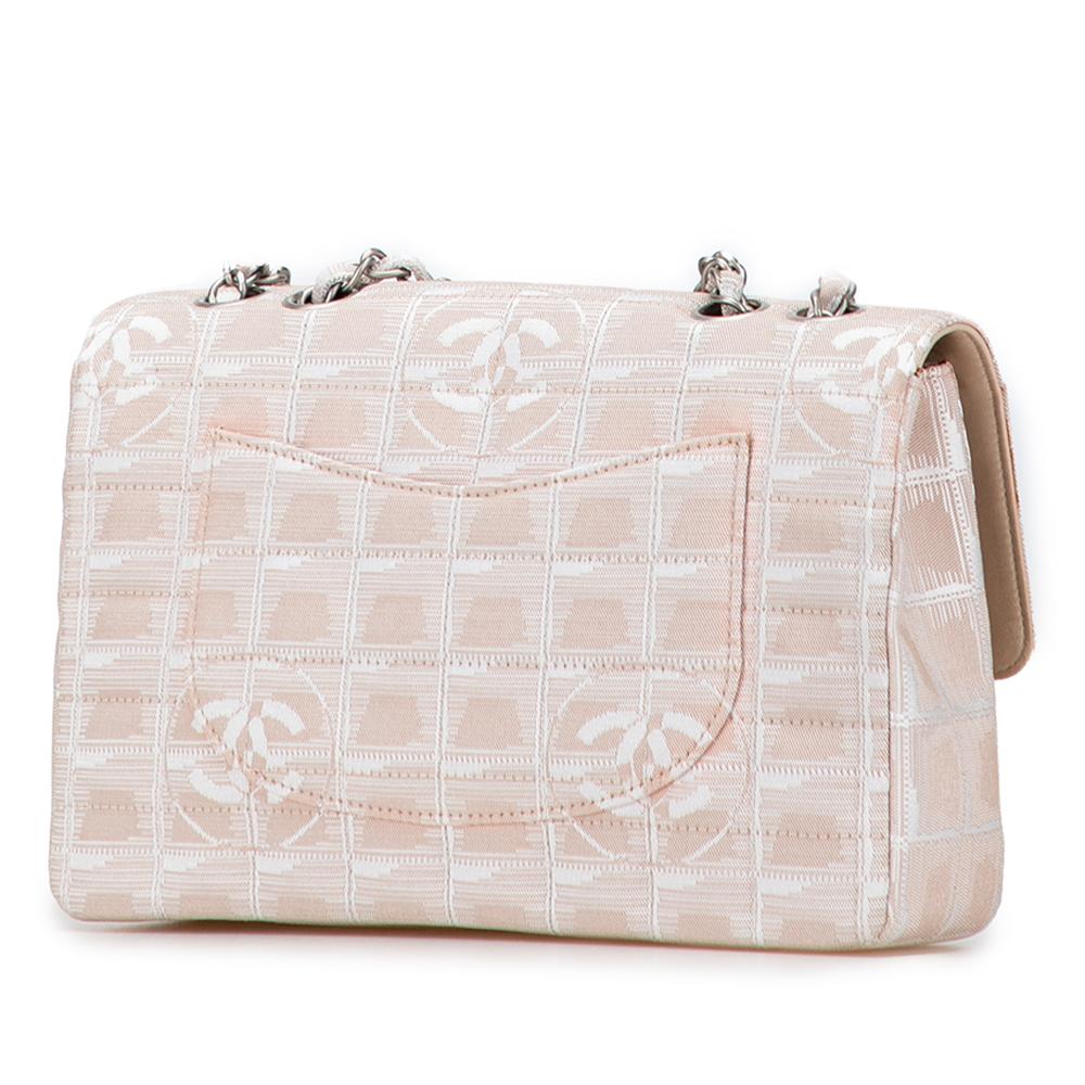 Chanel B Chanel Brown Beige Nylon Fabric Medium New Travel Line Single Flap France