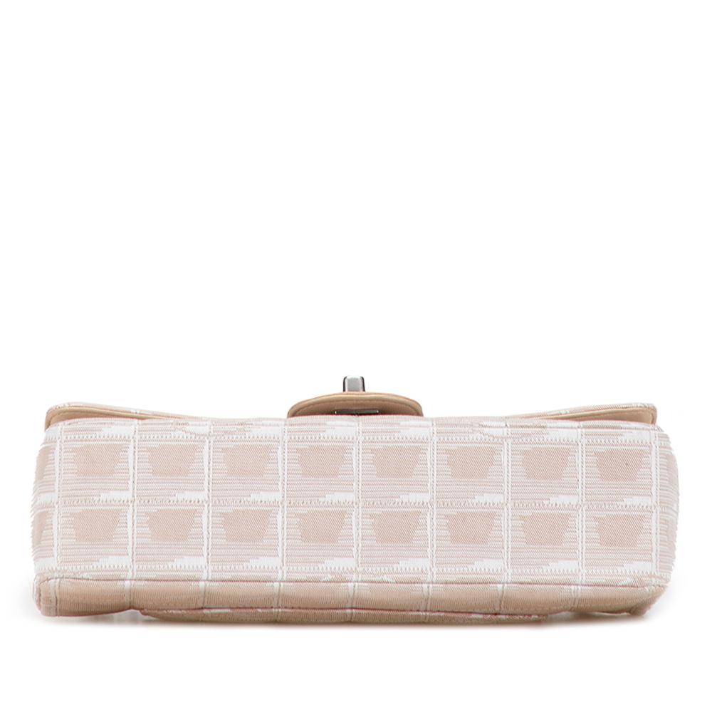 Chanel B Chanel Brown Beige Nylon Fabric Medium New Travel Line Single Flap France