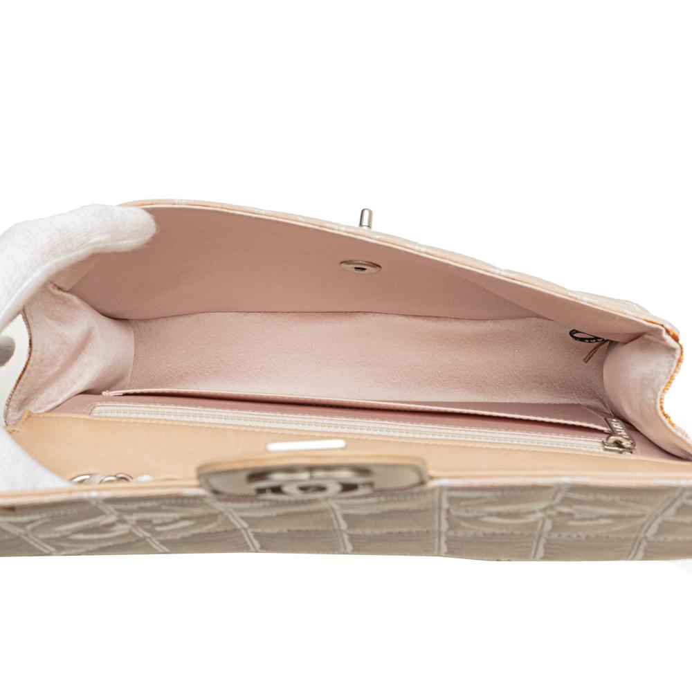 Chanel B Chanel Brown Beige Nylon Fabric Medium New Travel Line Single Flap France