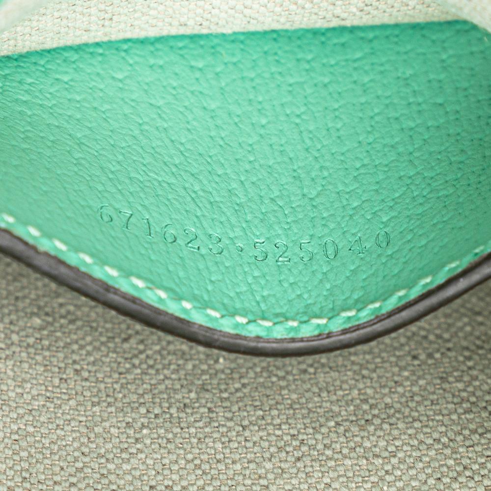 Gucci B Gucci Brown Beige with Green Mint Canvas Fabric Mini Jumbo GG Interlocking G Satchel Italy