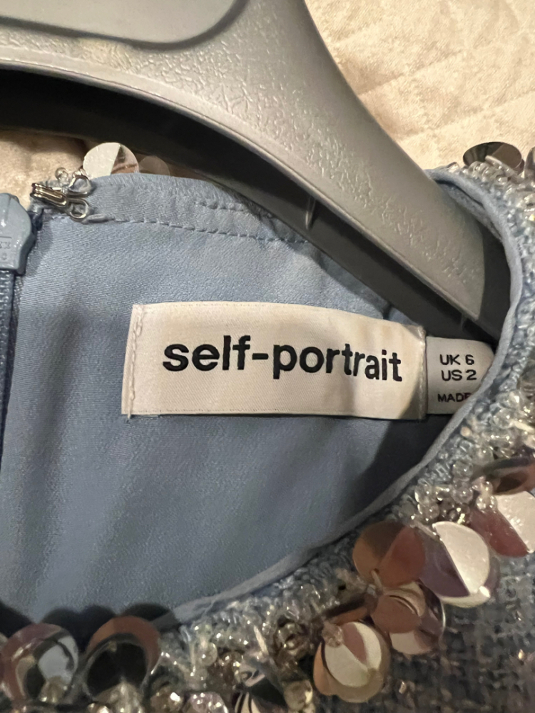 Self-Portrait Blue rhinestone dress