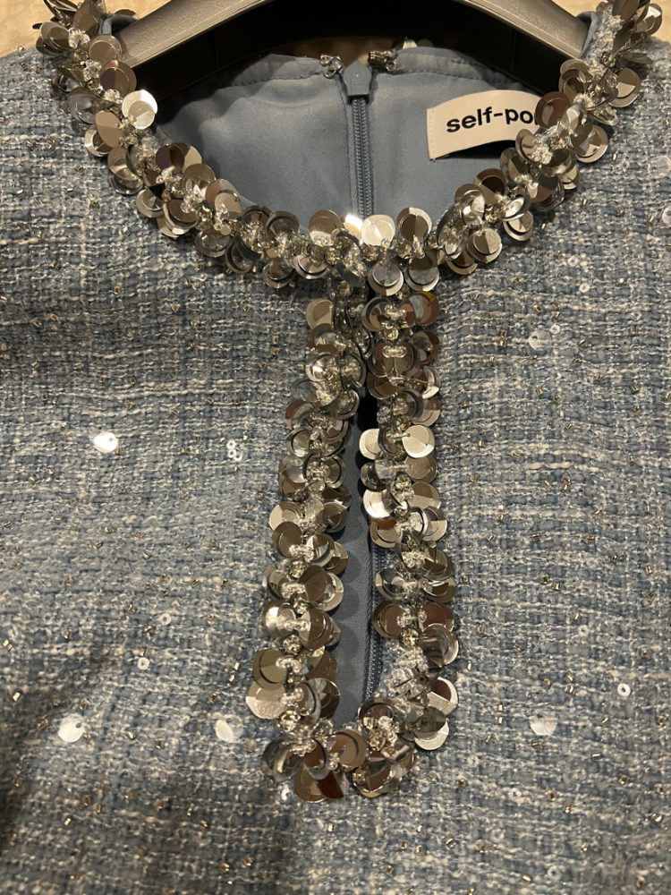 Self-Portrait Blue rhinestone dress