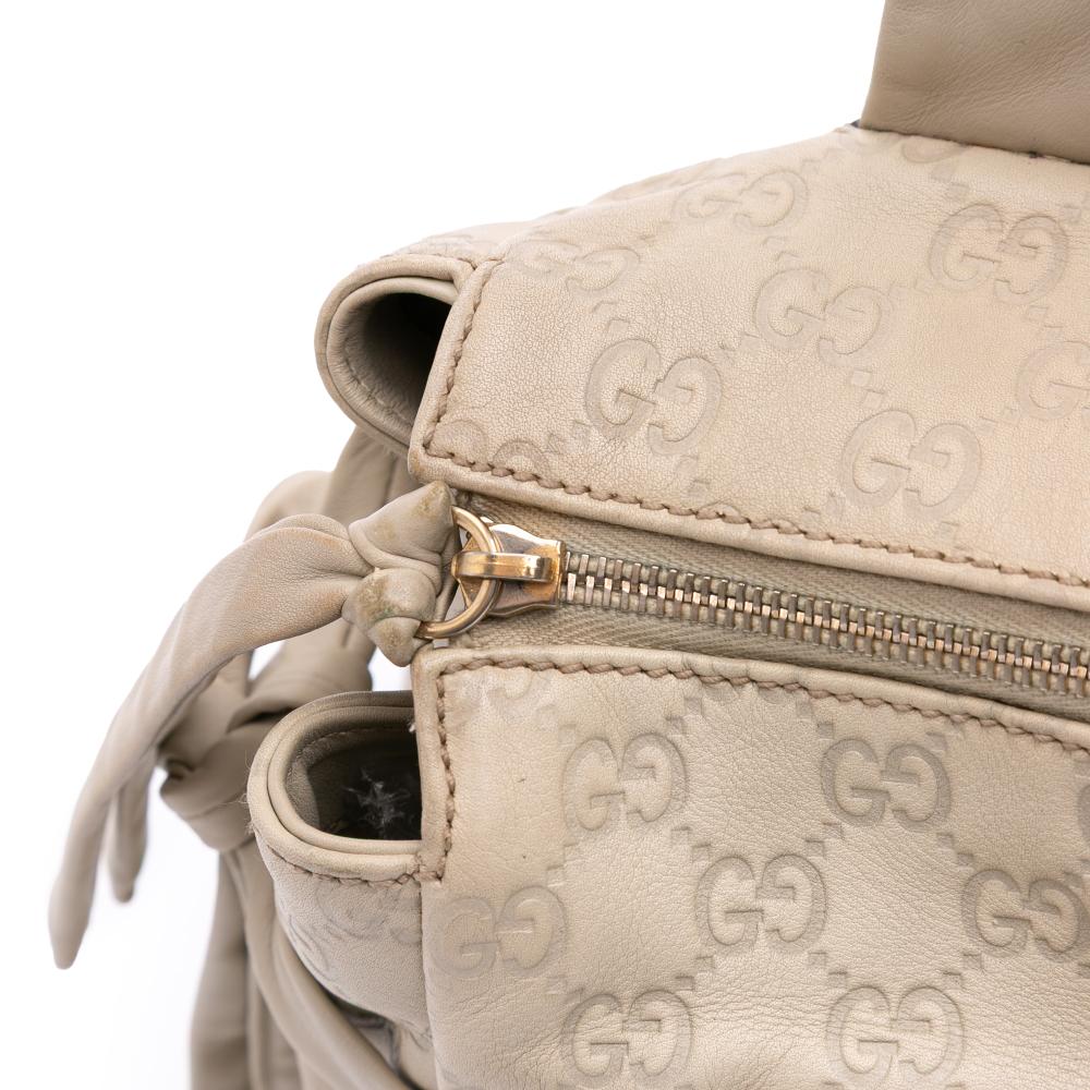 Gucci B Gucci Brown Light Beige Calf Leather Medium Guccissima Hysteria Tote Italy