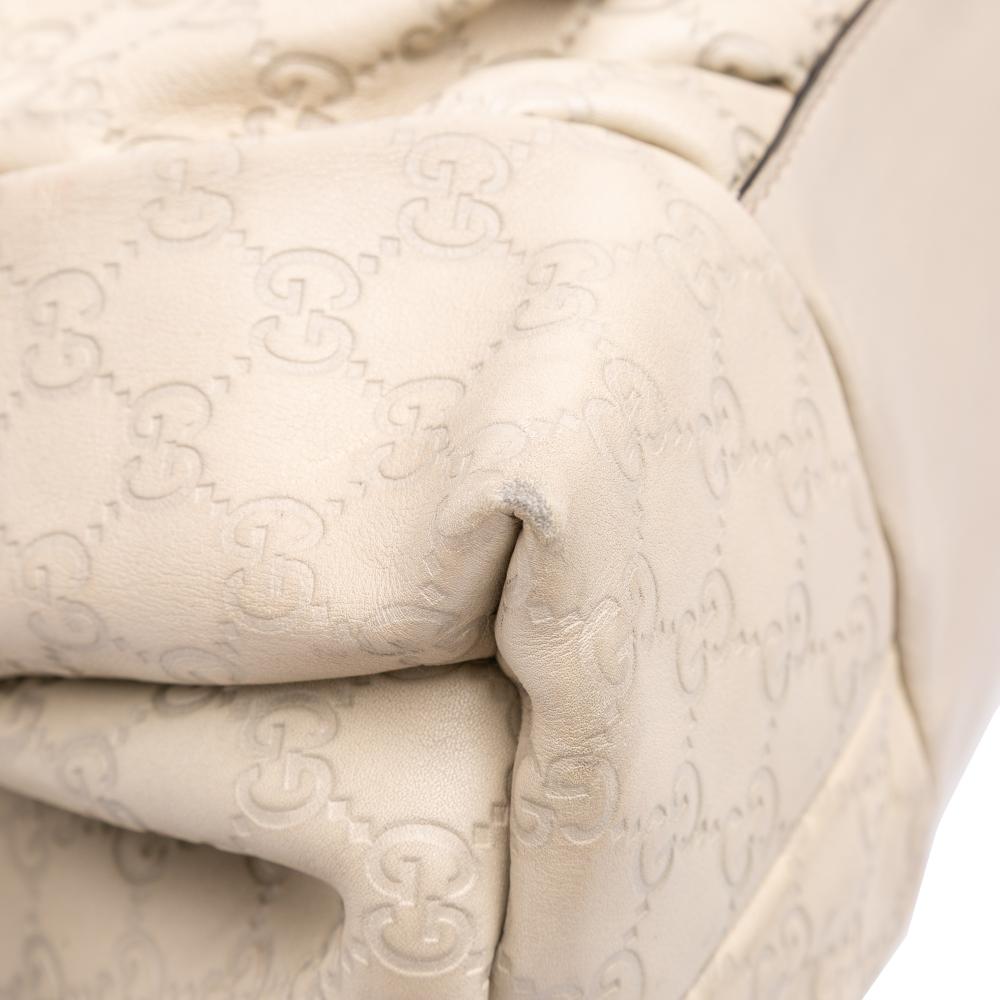 Gucci B Gucci Brown Light Beige Calf Leather Medium Guccissima Hysteria Tote Italy