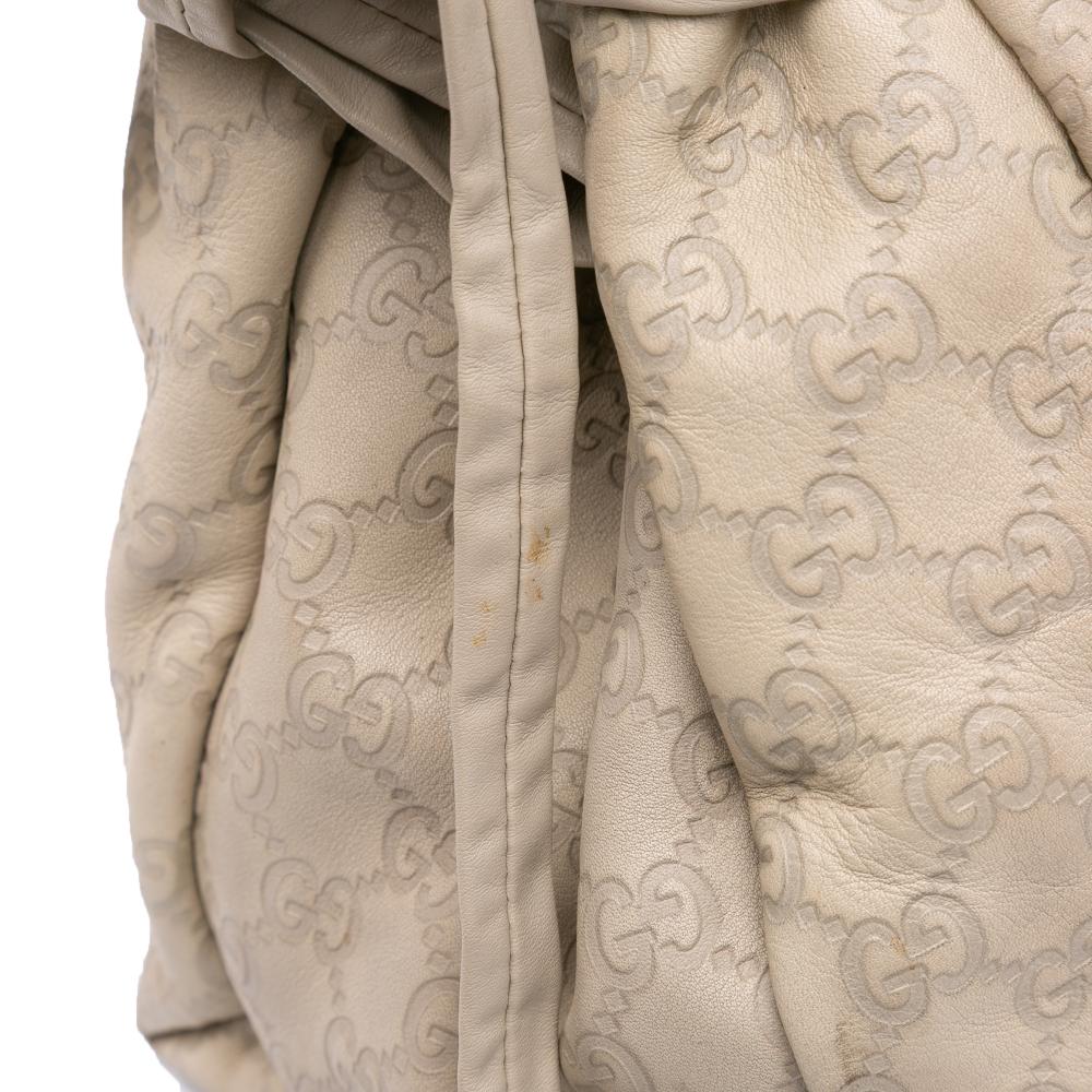 Gucci B Gucci Brown Light Beige Calf Leather Medium Guccissima Hysteria Tote Italy