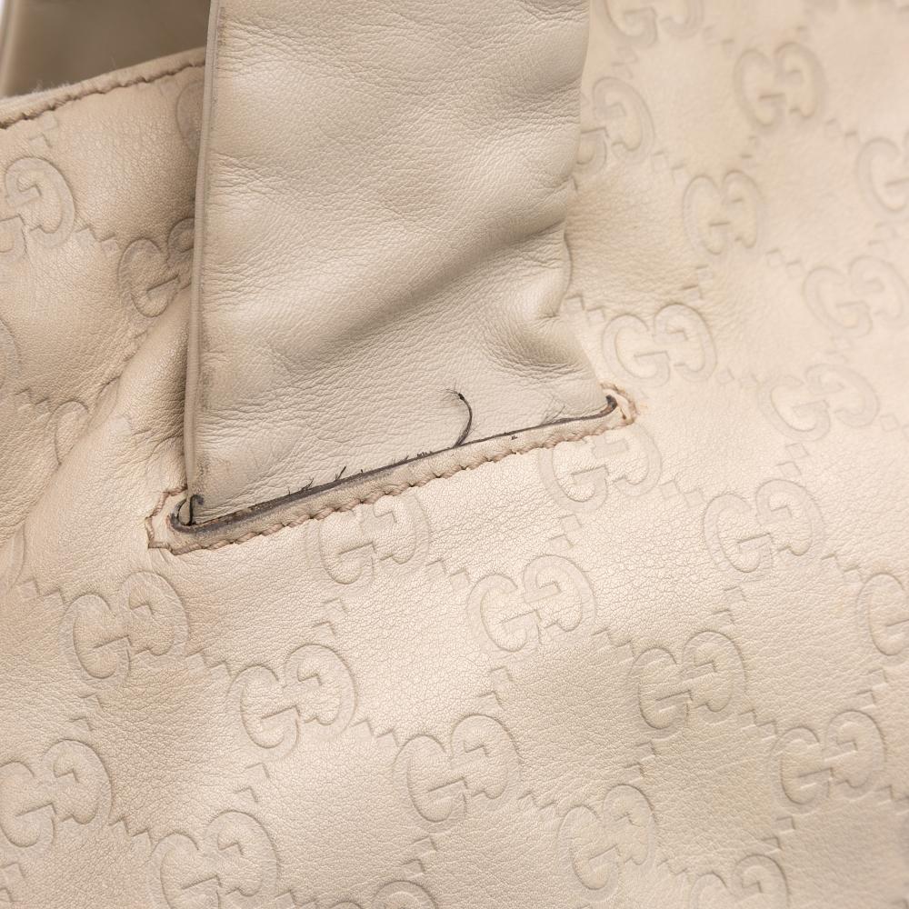 Gucci B Gucci Brown Light Beige Calf Leather Medium Guccissima Hysteria Tote Italy