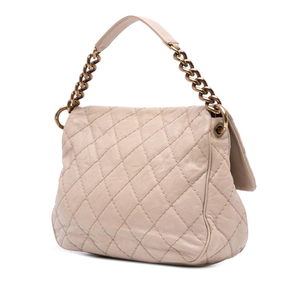 Chanel B Chanel Brown Beige Caviar Leather Leather Medium Quilted Caviar Coco Pleats Messenger Flap Italy