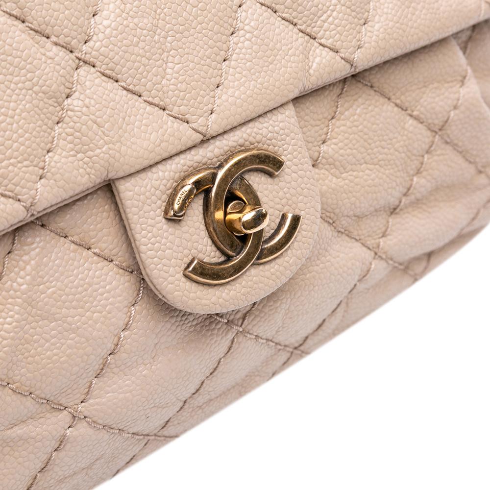 Chanel B Chanel Brown Beige Caviar Leather Leather Medium Quilted Caviar Coco Pleats Messenger Flap Italy