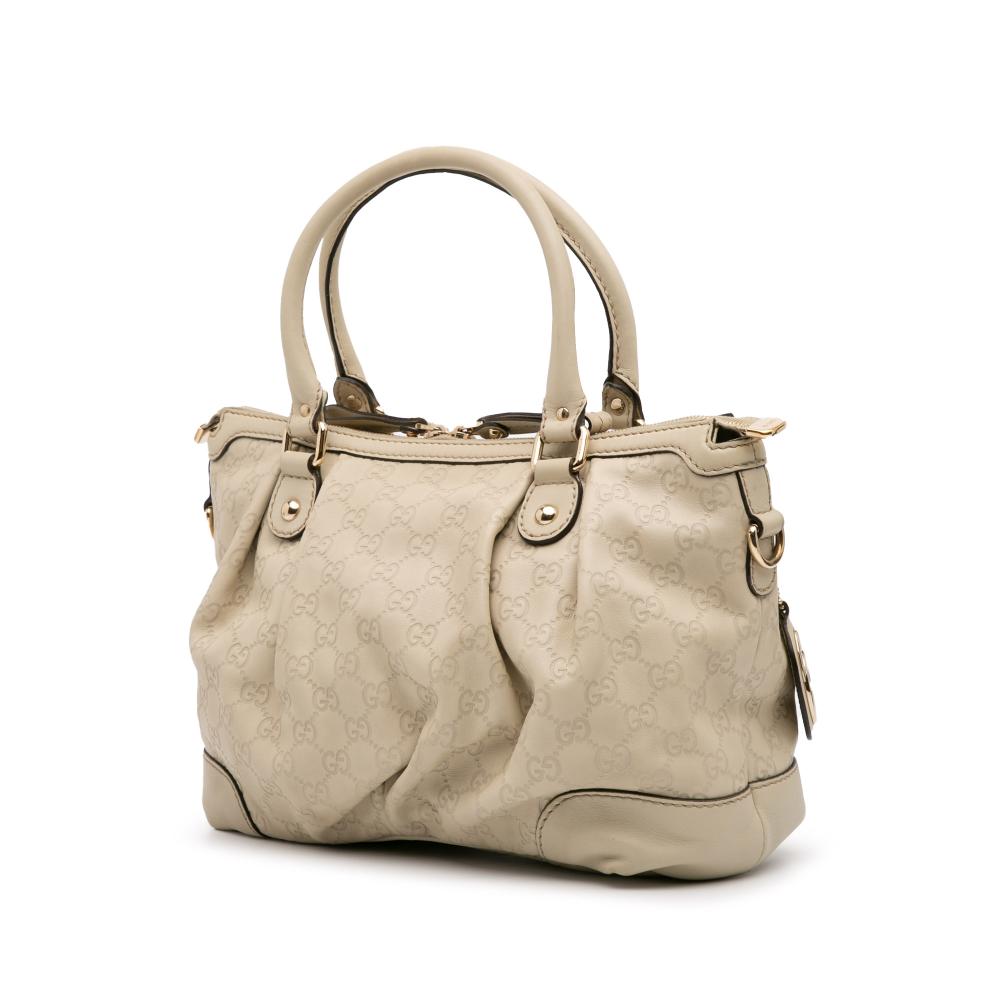 Gucci B Gucci White Calf Leather Guccissima Sukey Satchel Italy