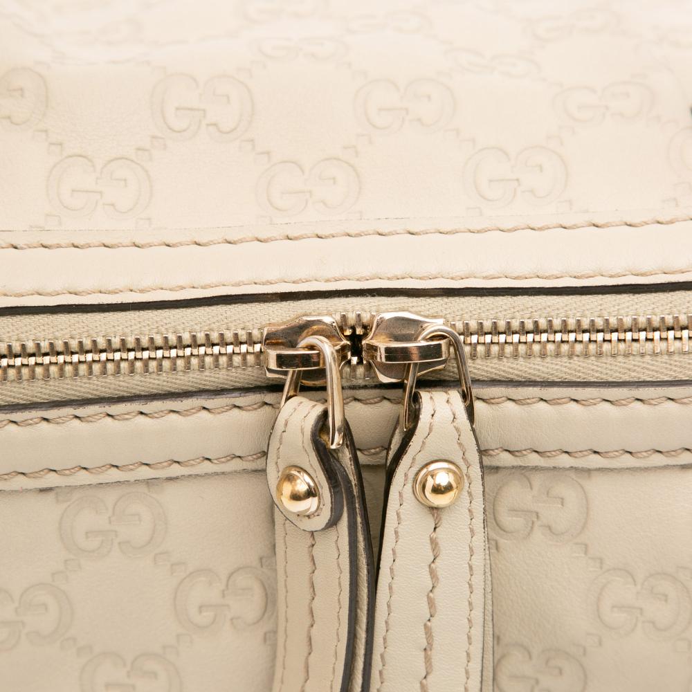 Gucci B Gucci White Calf Leather Guccissima Sukey Satchel Italy
