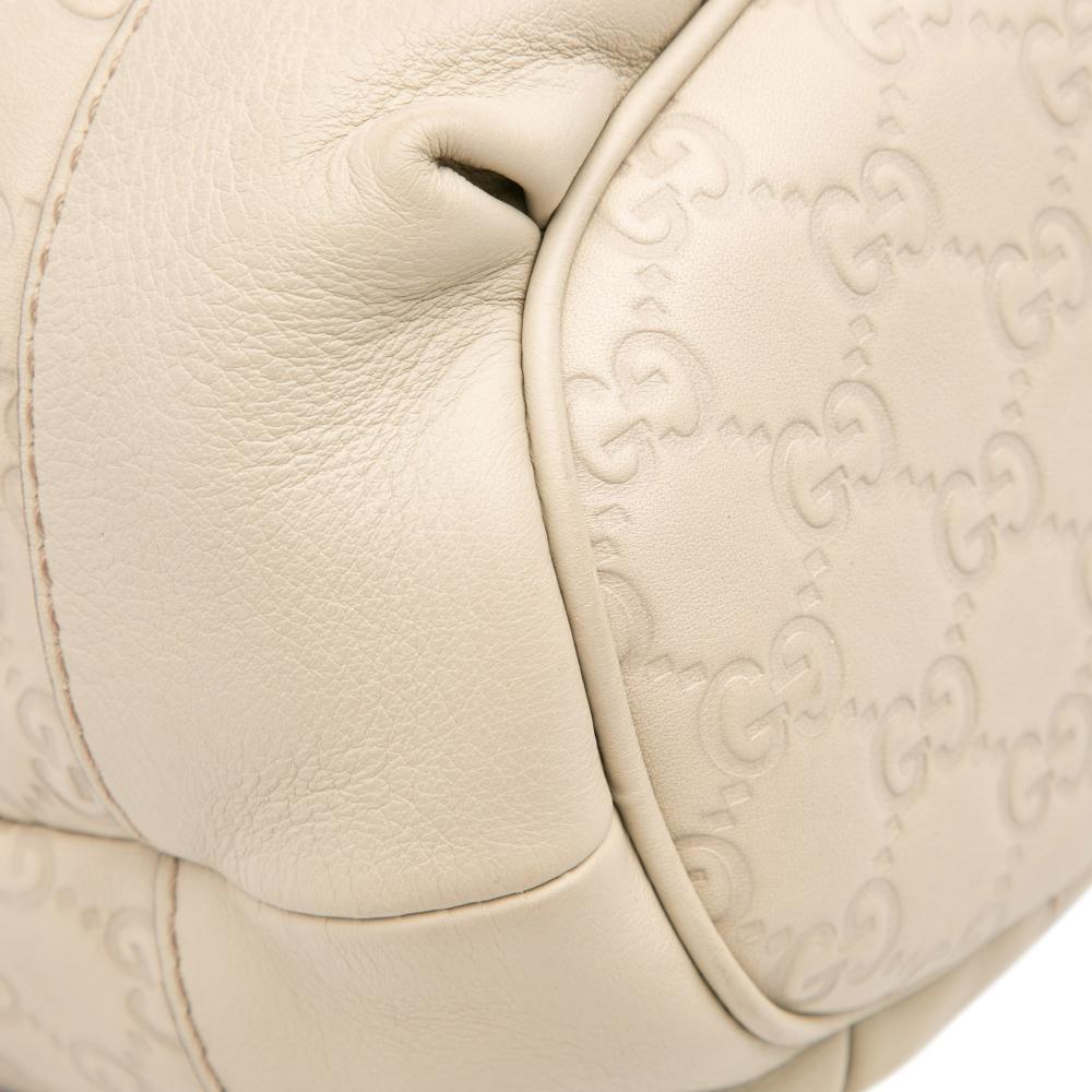 Gucci B Gucci White Calf Leather Guccissima Sukey Satchel Italy