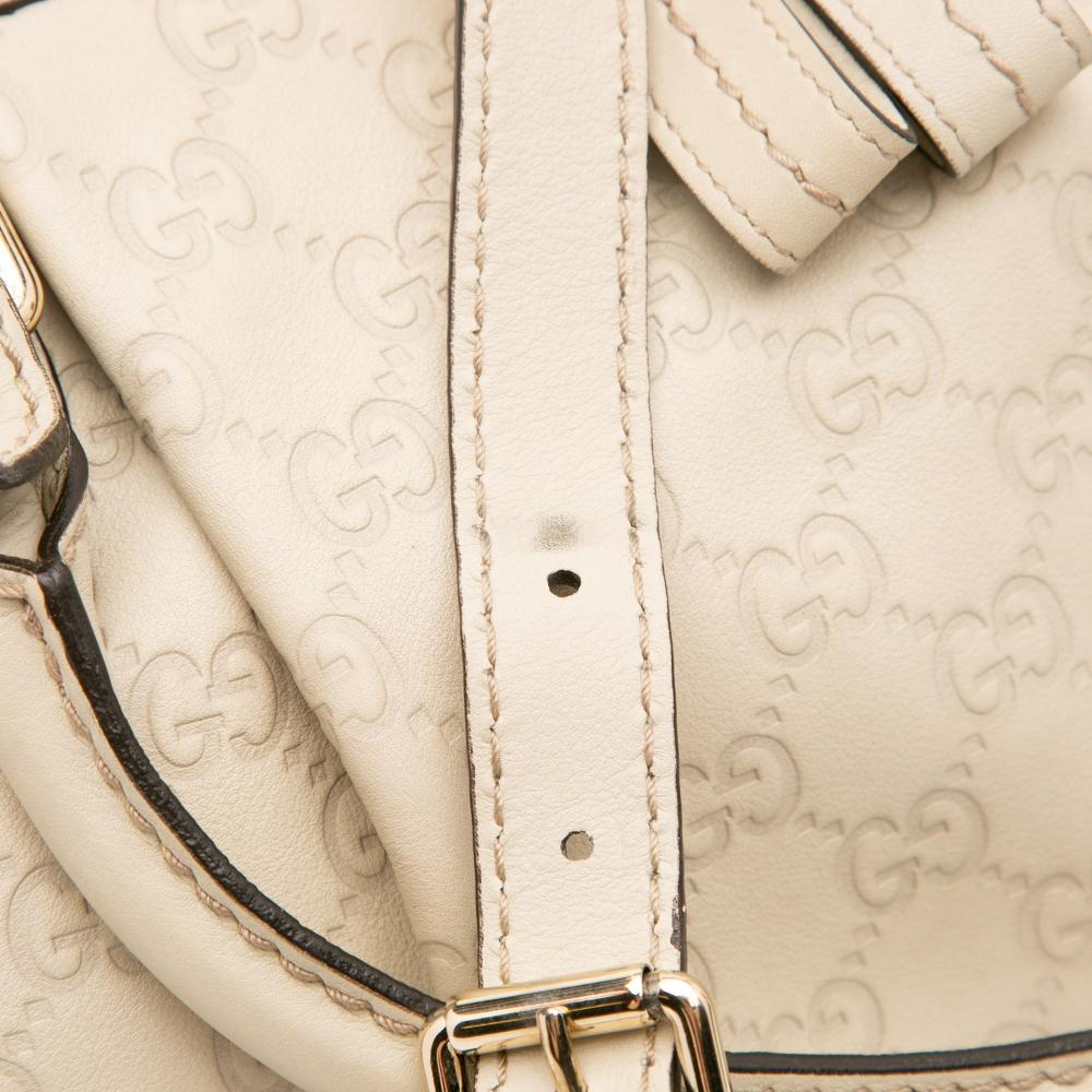Gucci B Gucci White Calf Leather Guccissima Sukey Satchel Italy